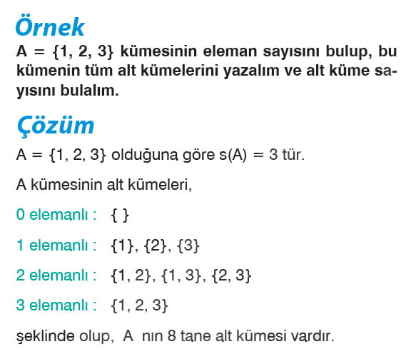 Alt kümenin özellikleri örnek 1