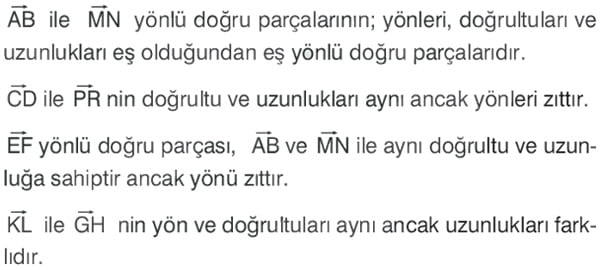 Eş yönlü doğru parçaları örnek çözümü