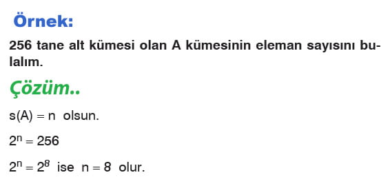 Alt küme sayısı örnek 1