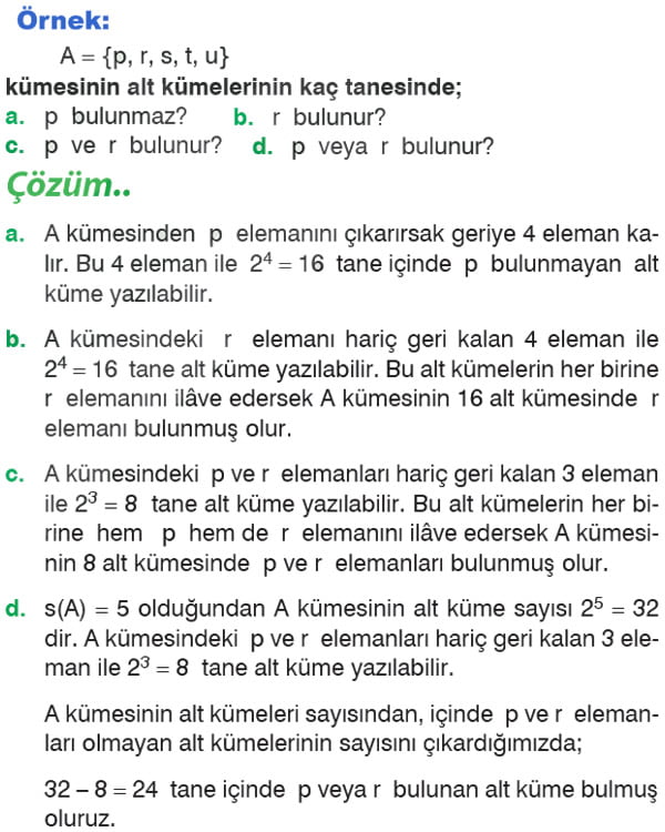 Alt küme sayısı örnek 3