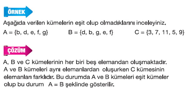 Eşit kümeler örnek 1
