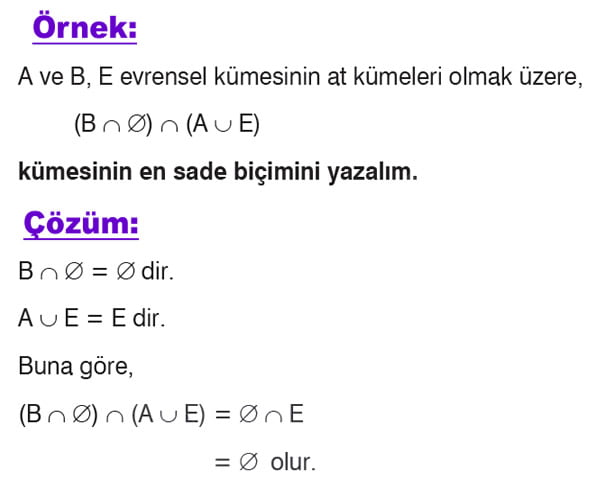 Evrensel küme örnek soru