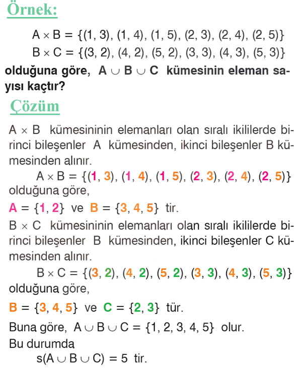 Kartezyen Çarpım örnek soru 3