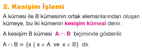 Kümelerde kesişim işlemi
