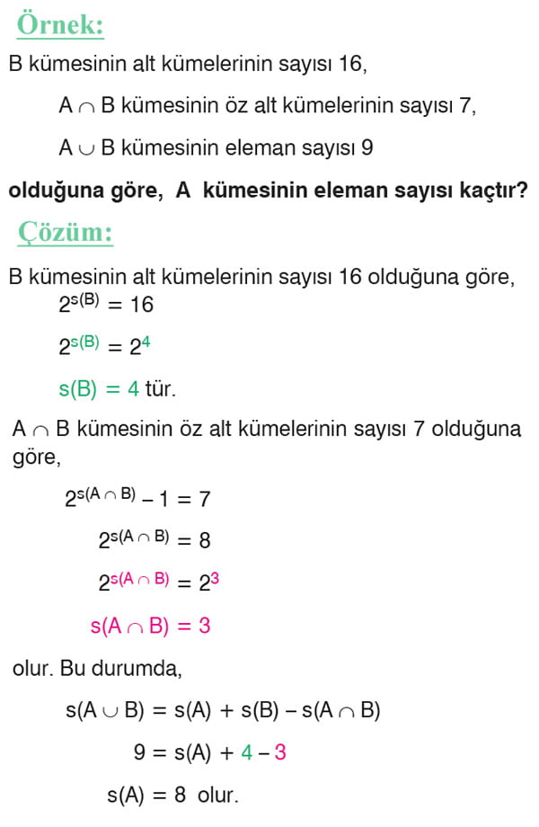 Küme problemleri örnek soru 2