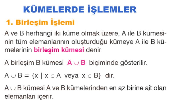 Kümelerde birleşim işlemi