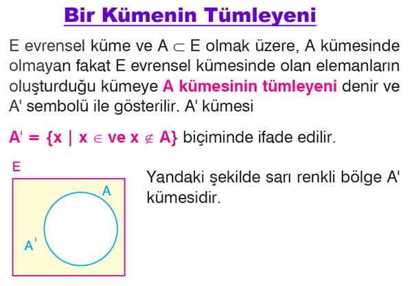 Kümelerde tümleme işlemi