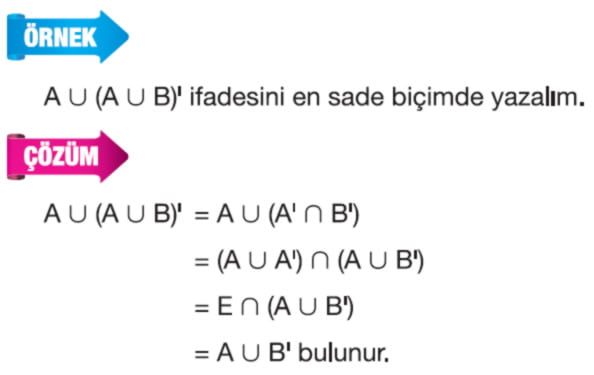 Kümelerde tümleme işleminin özellikleri örnek soru 2