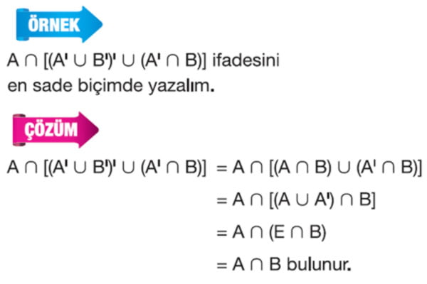 Kümelerde tümleme işleminin özellikleri örnek soru 3