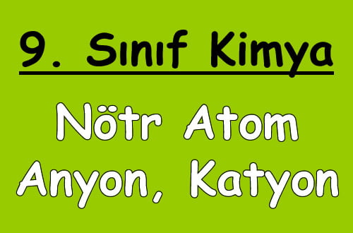 Nötr Atom, Anyon ve Katyon (İyon) 9. Sınıf Kimya içeriğine ait görsel