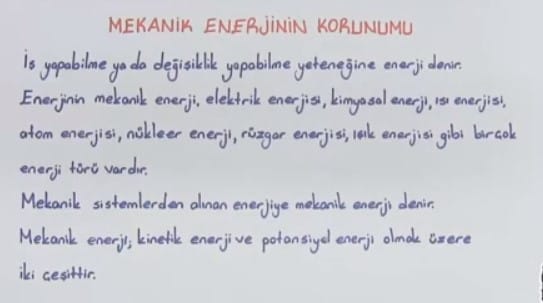 Mekanik Enerjinin Korunumu video konu anlatımı 11. sınıf fizik içeriğine ait görsel