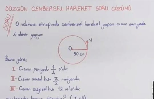 Düzgün Çembersel Hareket video Soru Çözümleri 12. sınıf fizik içeriğine ait görsel
