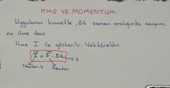 İtme ve Çizgisel Momentum video konu anlatımı 11. sınıf fizik içeriğine ait görsel