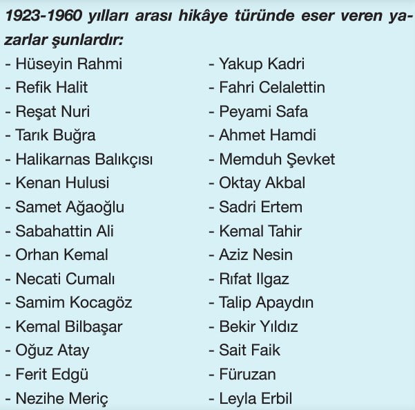 1923 1960 yillari arasinda hikaye 11 sinif turk dili ve edebiyati