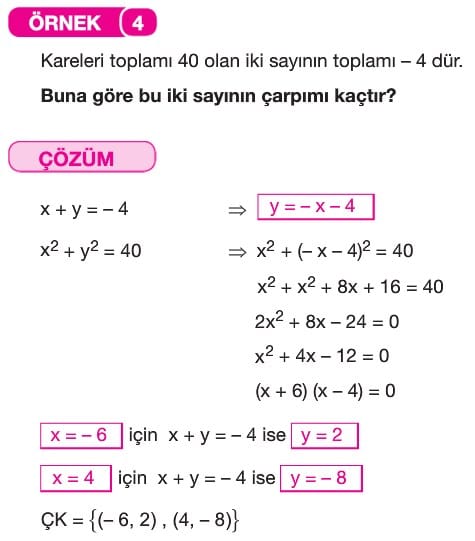 denklem ve esitsizlik sistemleri konu anlatimi sorulari cozumleri 11 sinif