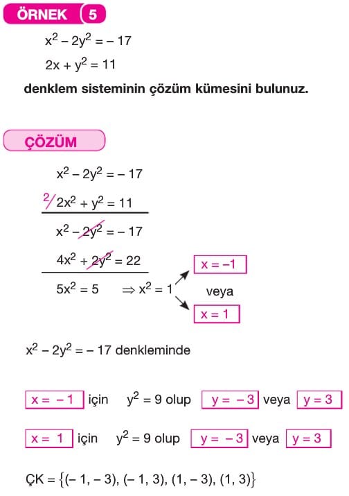 denklem ve esitsizlik sistemleri konu anlatimi sorulari cozumleri 11 sinif