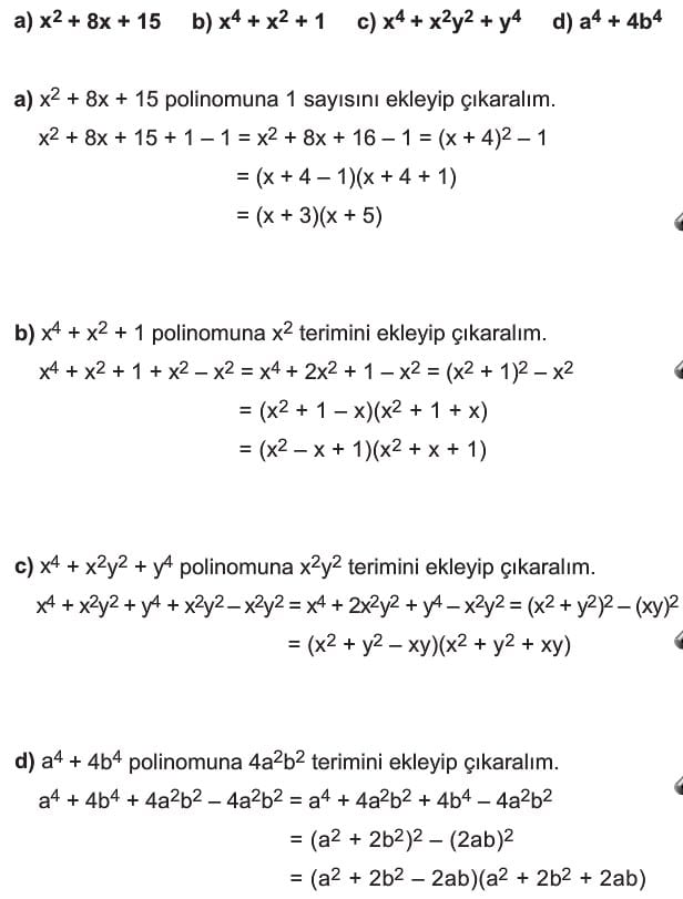 Polinomlarda Çarpanlara Ayırma konu anlatımı soru çözümü