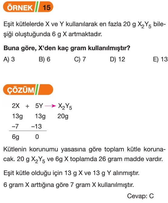 Kimyanın Temel Kanunları soruları 15