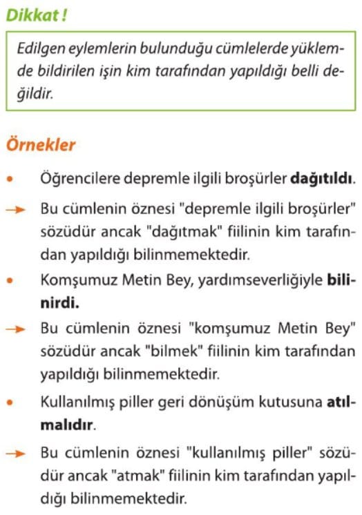 Etken ve Edilgen Fiiller 8. Sınıf Lgs Konu Anlatımı Öznelerine GSoru 8