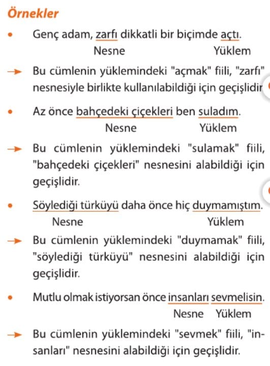 Geçişli ve Geçişsiz Fiiller 8. Sınıf Lgs Konu Anlatımı Nesnelerine göre