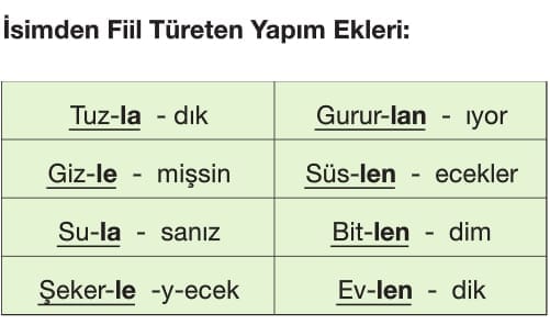 Fiilde Yapı Türkçe 7.Sınıf Konu Anlatımı Örnekler