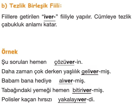 Fiilde Yapı Türkçe 7.Sınıf Konu Anlatımı Örnekler